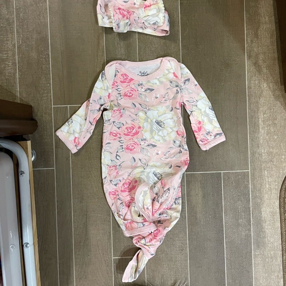 Floral knotted gown with bow